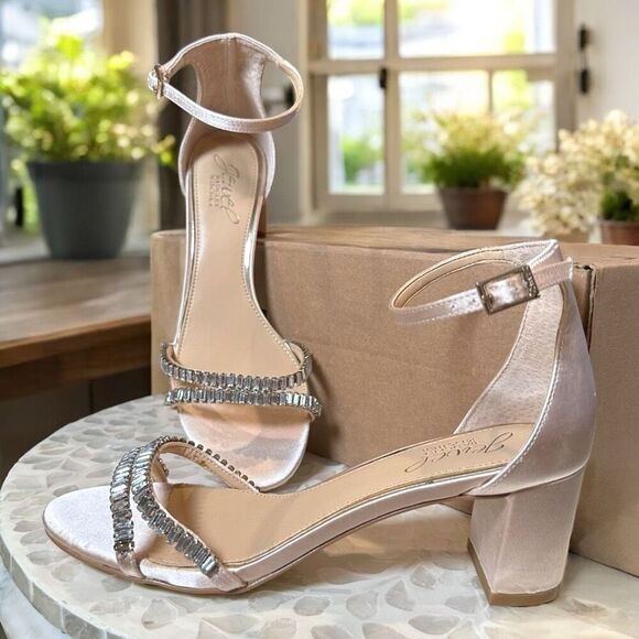 Jewel Badgley Mischka Womens Joanne Jeweled Strappy NWT Dress Sandals Heels Shoe - Picture 1 of 14
